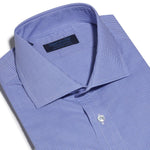 Contemporary Fit, Cut-away Collar, 2 Button Cuff Shirt in a Blue & White Shepherds Check Poplin Cotton