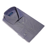 Contemporary Fit, Cut-away Collar, 2 Button Cuff Shirt in a Navy Jacquard Twill Cotton