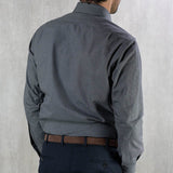Contemporary Fit, Cut-away Collar, 2 Button Cuff Shirt in a Plain Grey & Black Houndstooth Cotton