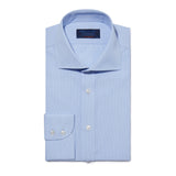 Contemporary Fit, Cut-away Collar, 2 Button Cuff Shirt in a Plain Sky Blue Hairline Cotton - Hilditch & Key