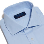 Contemporary Fit, Cut-away Collar, 2 Button Cuff Shirt in a Plain Sky Blue Hairline Cotton - Hilditch & Key