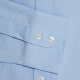 Contemporary Fit, Cut-away Collar, 2 Button Cuff Shirt in a Plain Sky Blue Poplin Cotton - Hilditch & Key