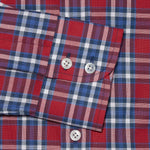Contemporary Fit, Cut-away Collar, 2 Button Cuff Shirt in a Red & White Check Oxford Cotton