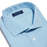 Contemporary Fit, Cut-away Collar, 2 Button Cuff Shirt in a Turquoise, Navy & White Check Poplin Cotton
