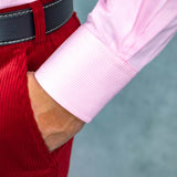 Contemporary Fit, Cut-away Collar, 2 Button Cuff Shirt In Pink & White Stripe - Hilditch & Key
