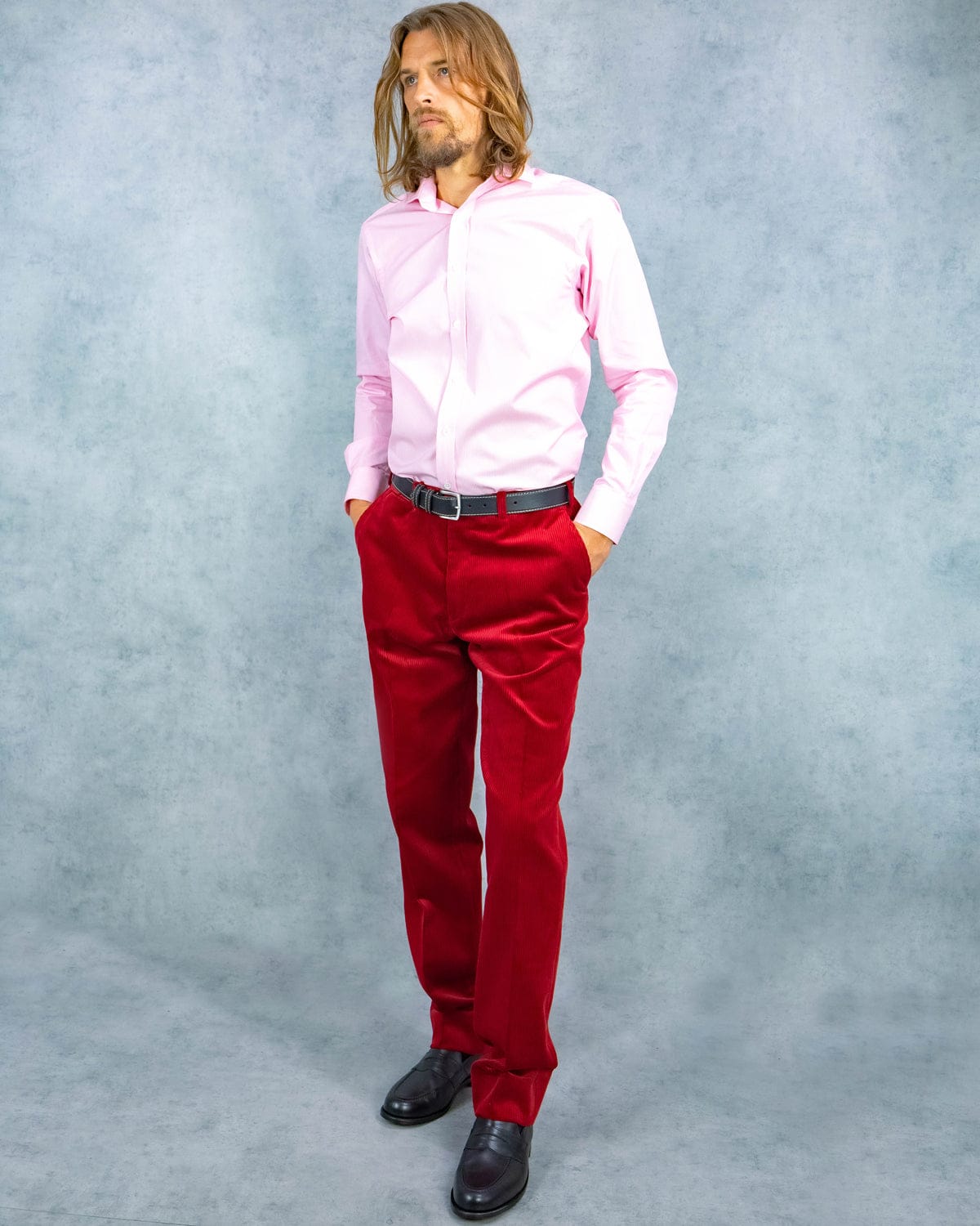 Contemporary Fit, Cut-away Collar, 2 Button Cuff Shirt In Pink & White Stripe - Hilditch & Key