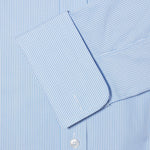 Contemporary Fit, Cut-away Collar, Double Cuff Shirt in a Blue & White Fine Bengal Poplin Cotton - Hilditch & Key