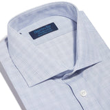 Contemporary Fit, Cut-away Collar, Double Cuff Shirt in a Navy & White Check Poplin Cotton
