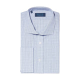 Contemporary Fit, Cut-away Collar, Double Cuff Shirt in a Navy & White Check Poplin Cotton