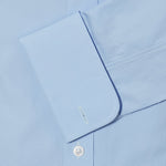 Contemporary Fit, Cut-away Collar, Double Cuff Shirt in a Plain Sky Blue Poplin Cotton - Hilditch & Key