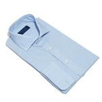 Contemporary Fit, Cut-away Collar, Double Cuff Shirt In Blue With Yellow Line Overcheck