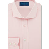 Contemporary Fit, Cutaway Collar, 2 Button Cuff Shirt in a Plain Pink Herringbone Cotton