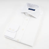 Contemporary Fit, Cutaway Collar, 2 Button Cuff Shirt in a White Herringbone Cotton