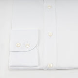 Contemporary Fit, Cutaway Collar, 2 Button Cuff Shirt in a White Herringbone Cotton