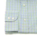 Contemporary Fit, Cutaway Collar, 2 Button Cuff Shirt in Green & Navy Twill Check