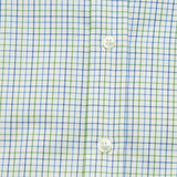 Contemporary Fit, Cutaway Collar, 2 Button Cuff Shirt in Green & Navy Twill Check