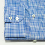 Contemporary Fit, Cutaway Collar, 2 Button Cuff Shirt in Light Blue POW Check