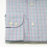 Contemporary Fit, Cutaway Collar, 2 Button Cuff Shirt in Lilac & Navy Twill Check