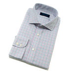 Contemporary Fit, Cutaway Collar, 2 Button Cuff Shirt in Lilac & Navy Twill Check