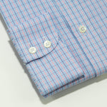 Contemporary Fit, Cutaway Collar, 2 Button Cuff Shirt in Pink & Navy Grid Check