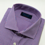 Contemporary Fit, Cutaway Collar, 2 Button Cuff Shirt in Pink & Sky Blue Check