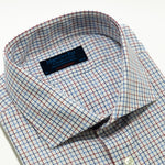 Contemporary Fit, Cutaway Collar, 2 Button Cuff Shirt in Red & Navy Twill Check
