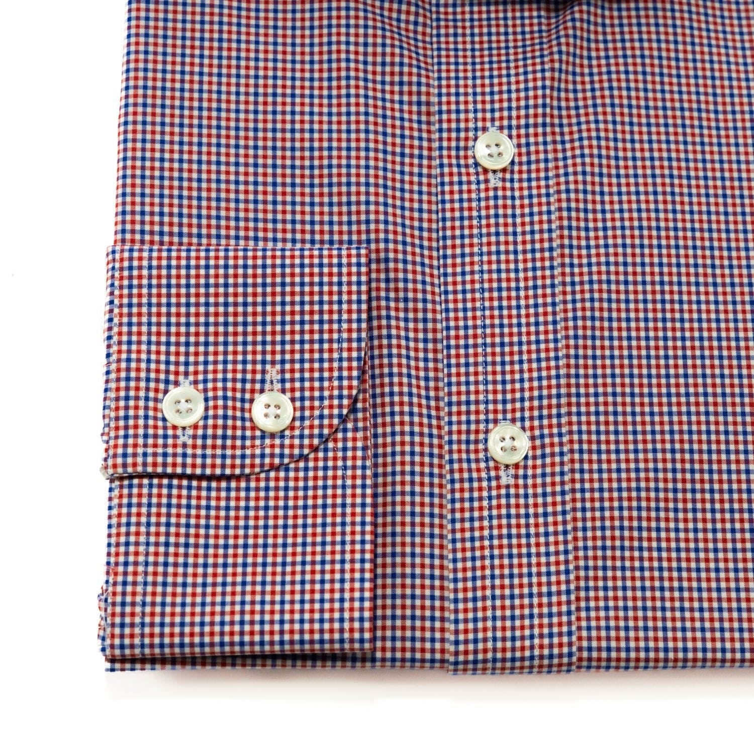Contemporary Fit, Cutaway Collar, 2 Button Cuff Shirt in Red, Sky Blue & White Check