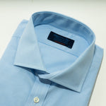 Contemporary Fit, Cutaway Collar, 2 Button Cuff Shirt in Sky Blue Micro Check