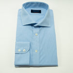 Contemporary Fit, Cutaway Collar, 2 Button Cuff Shirt in Sky Blue Micro Check