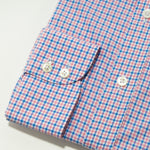 Contemporary Fit, Cutaway Collar, 2 Button Cuff Shirt in Sky Blue & Pink Check