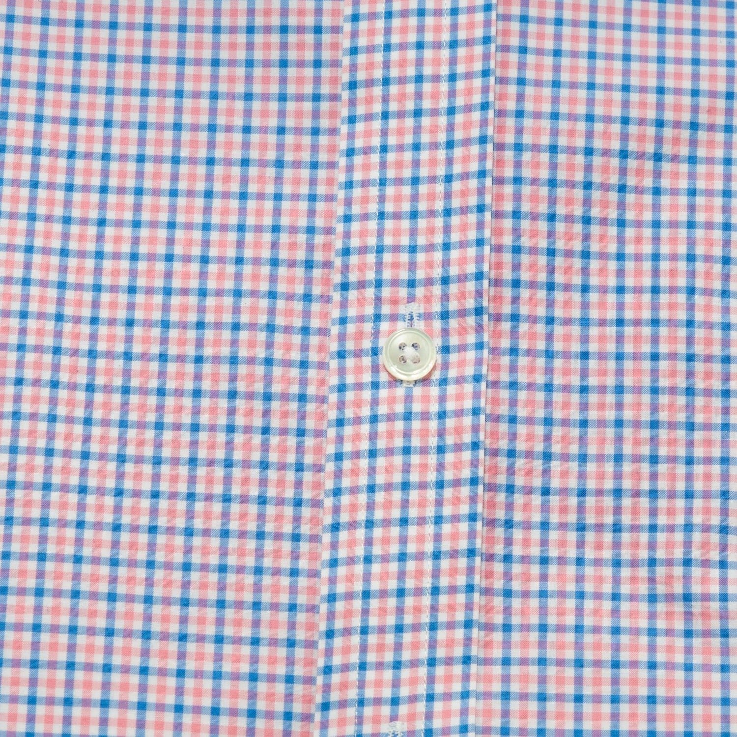Contemporary Fit, Cutaway Collar, 2 Button Cuff Shirt in Sky Blue & Pink Check
