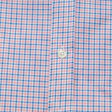 Contemporary Fit, Cutaway Collar, 2 Button Cuff Shirt in Sky Blue & Pink Check