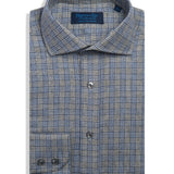 Contemporary Fit, Cutaway Collar, Two Button Cuff in Grey, Blue & White Check