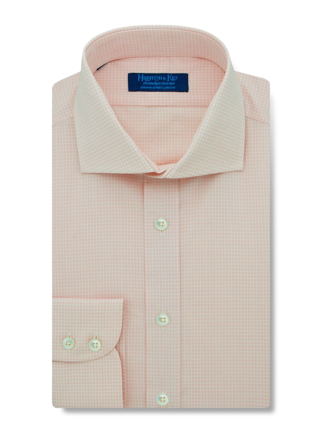 Contemporary Fit, Cutaway Collar, Two Button Cuff in Orange & White Check