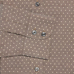 Contemporary Fit, Cutaway Collar, Two Button Cuff Shirt In Brown And Cream Spots