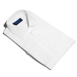 Contemporary Fit, White Poplin Cotton Shirt with a Marcella Front, Classic Collar & Double Cuffs - Hilditch & Key