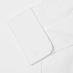 Contemporary Fit, White Poplin Cotton Shirt with a Marcella Front, Classic Collar & Double Cuffs - Hilditch & Key