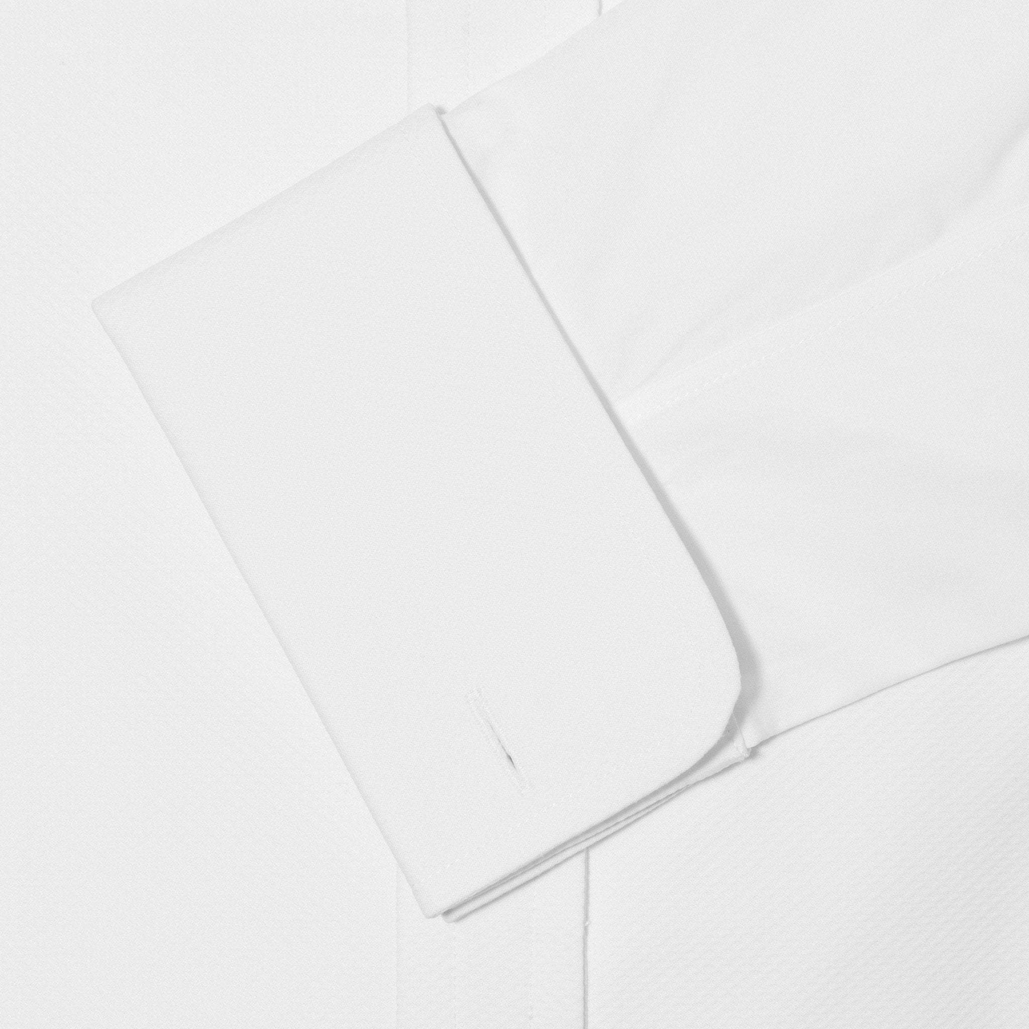 Contemporary Fit, White Poplin Cotton Shirt with a Marcella Front, Classic Collar & Double Cuffs - Hilditch & Key