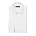 Contemporary Fit, White Poplin Cotton Shirt with a Marcella Front, Classic Collar & Double Cuffs - Hilditch & Key