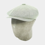 Bates Brand New Cream & Black Cotton & Linen Herringbone Gatsby Cap - Hilditch & Key