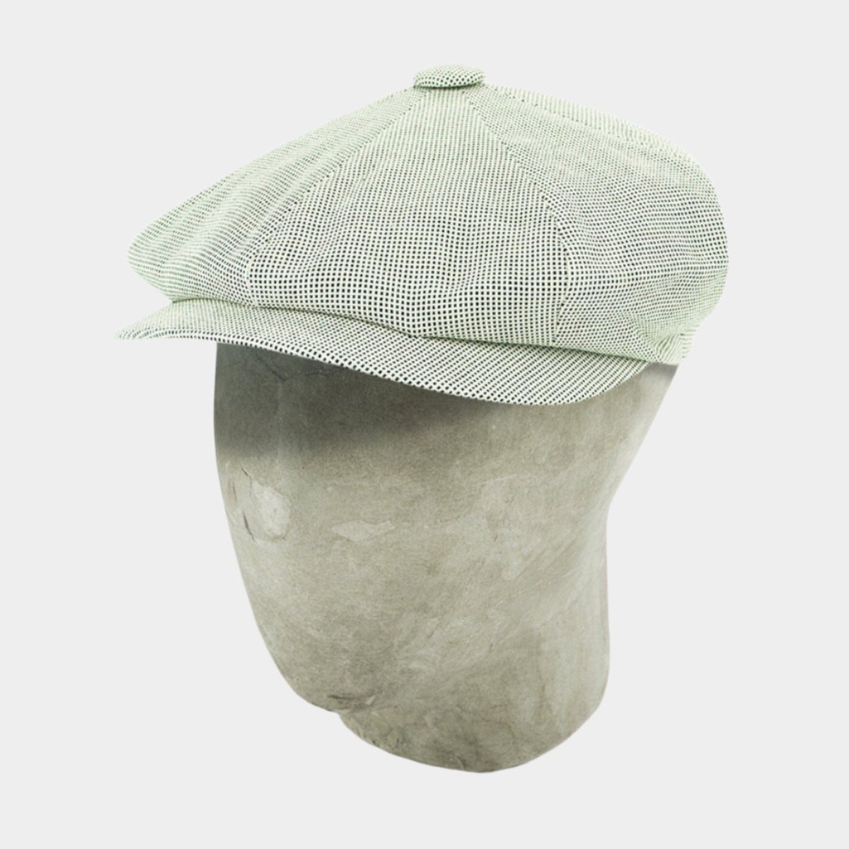 Bates Brand New Cream & Black Cotton & Linen Herringbone Gatsby Cap - Hilditch & Key