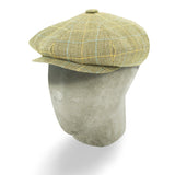 Bates Cream with Blue & Orange Overcheck Wool Gatsby Cap - Hilditch & Key