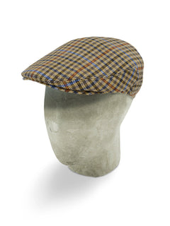 Bates Brand New Cream Twill Wool & Cashmere Mix Flat Cap With Houndstooth Check - Hilditch & Key
