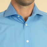 Cut-Away Collar Blue Poplin