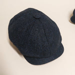 Dark Blue Plain Weave 100% Wool Made In England Gatsby Cap