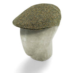 Dark Brown & Beige Herringbone Wool Flat Cap