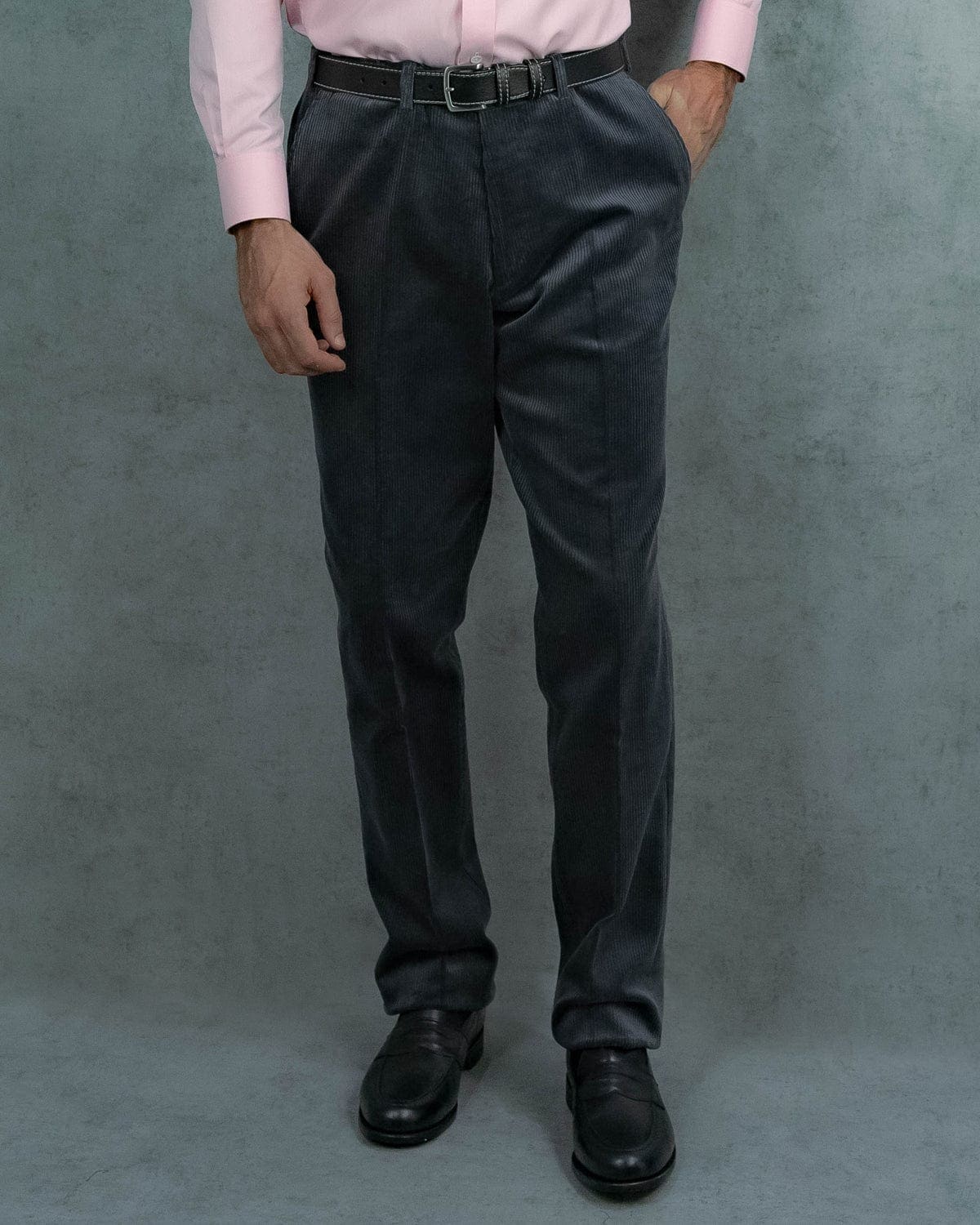 Dark Grey Cotton Corduroy Trousers