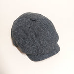 Dark Grey Herringbone 100% Wool Made In England Gatsby Cap