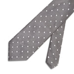 Dark Grey Twill with White Spots Woven Silk Tie