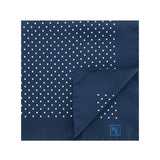 Dark Navy Silk Handkerchief with White Medium Spots